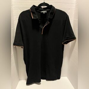 Express Black and Chestnut Hem Collared Short Sleeve Polo Shirt. Large.